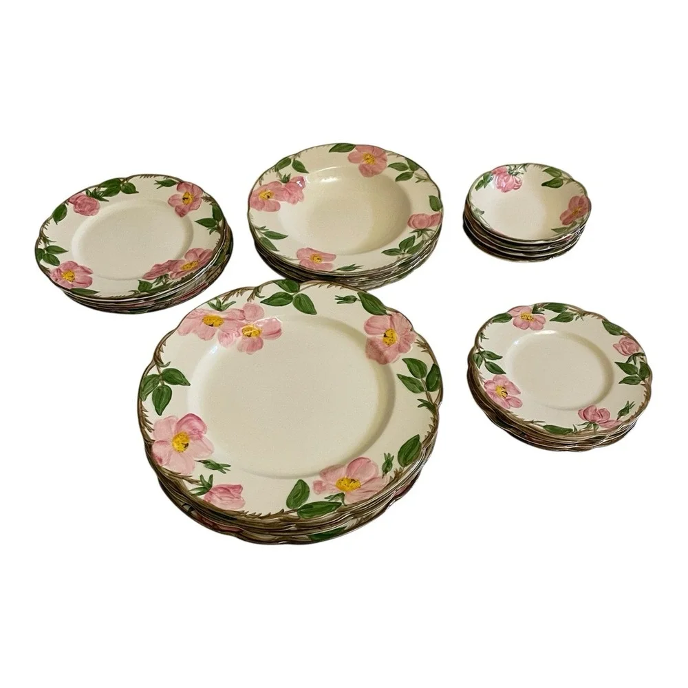 Franciscan Desert Rose Stoneware 20 Piece Set- Fruit, Bread, Salad, Dinner, Soup